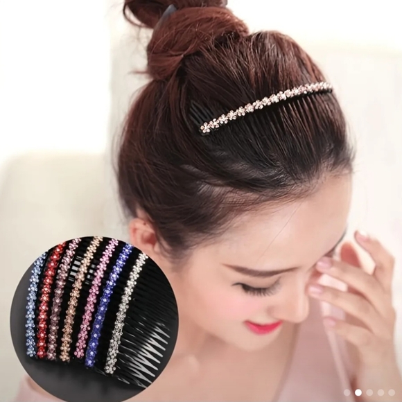 Beautiful 5pc Colorful Crystal Rhinestone Combs/ Hair Pins - Picture 9 of 11